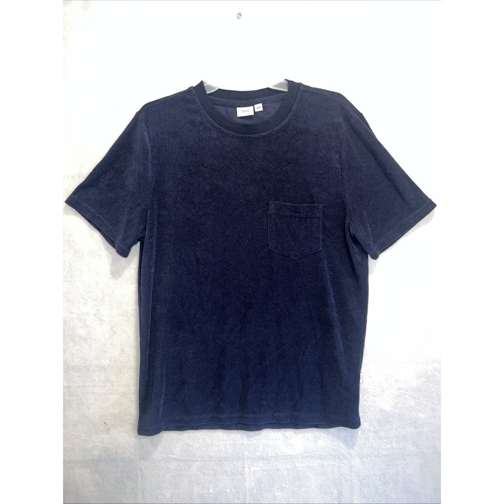 Onia Men's Terry Crew Neck Short Sleeve Shirt Navy Medium